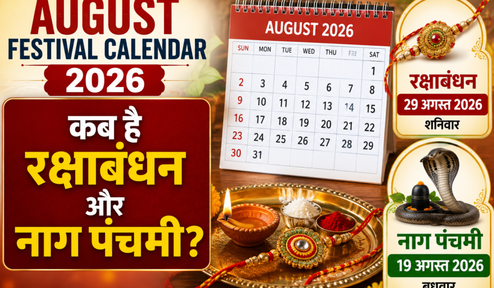 August Festival Calendar 2026 में रक्षाबंधन और नाग पंचमी की तारीख दिखाता चित्र